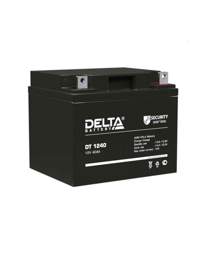 Аккумуляторная батарея для ОПС 12В, 40Ач, 166х197х170мм, Delta DT 1240