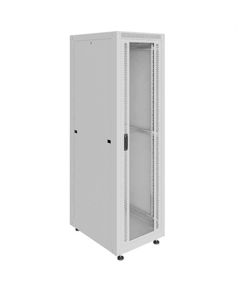 Шкаф напольный 19", 42U, 600х1000x2055мм, дверь стекло, серый