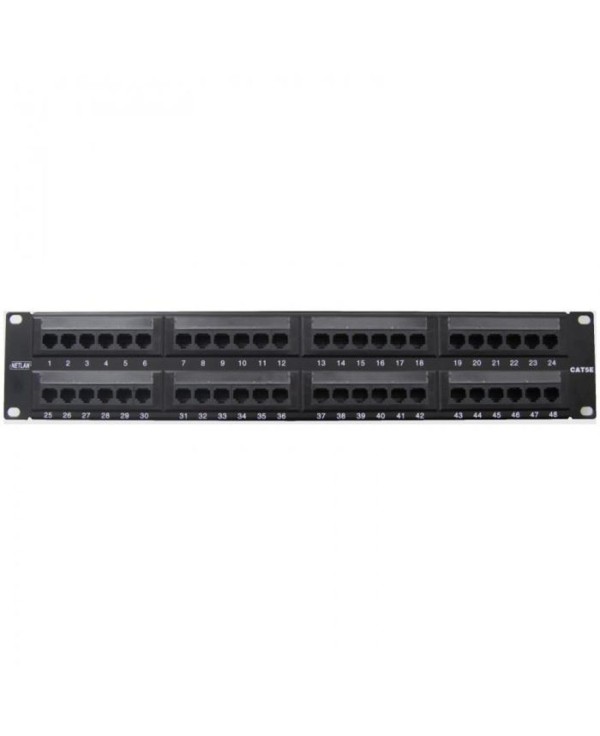 Патч-панель NETLAN UTP 48 портов, RJ45, 5e, 19", 2U, dual IDC