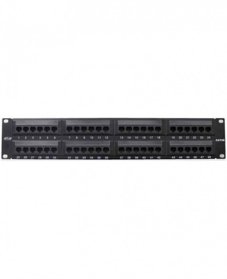 Патч-панель NETLAN UTP 48 портов, RJ45, 5e, 19", 2U, dual IDC