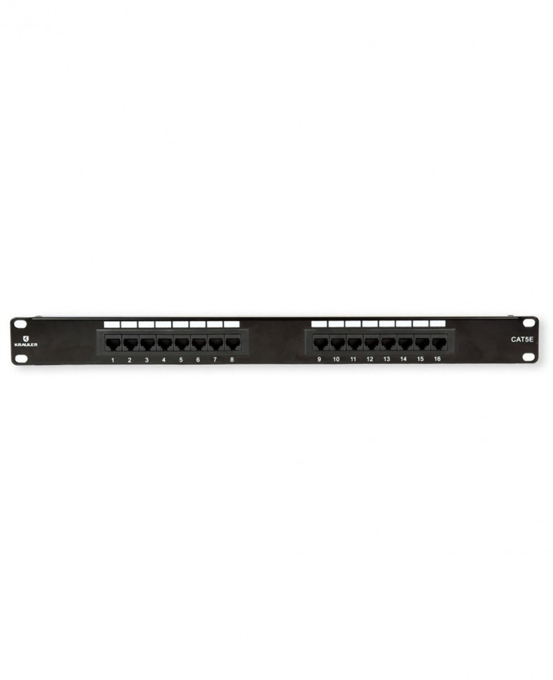 Патч-панель KRAULER 19" кат.5e 1U 16 портов RJ45 dual IDC