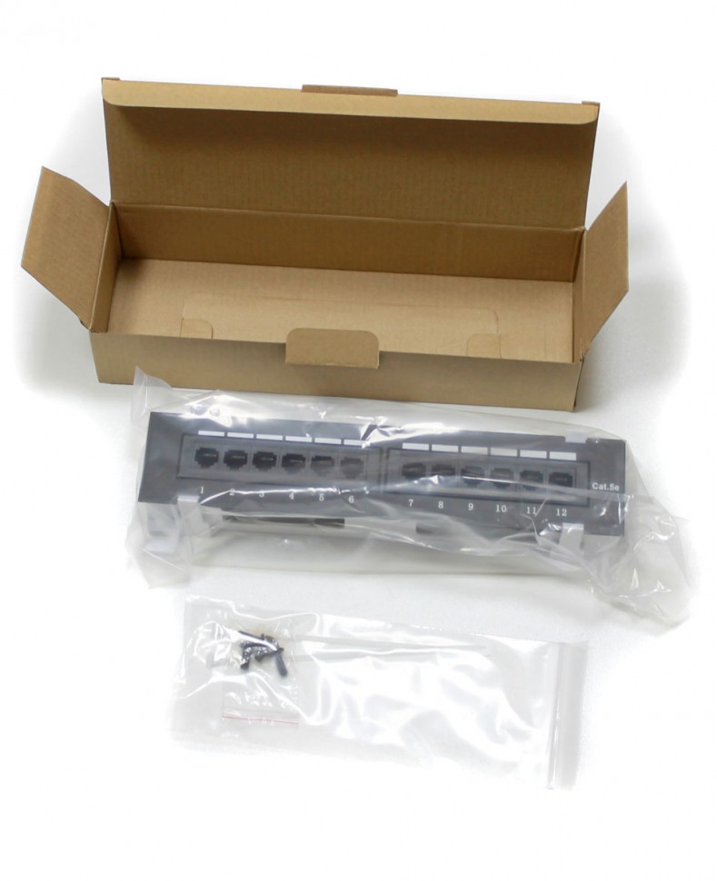 Патч-панель настенная Netko UTP 12 портов, RJ45, 5e, dual IDC