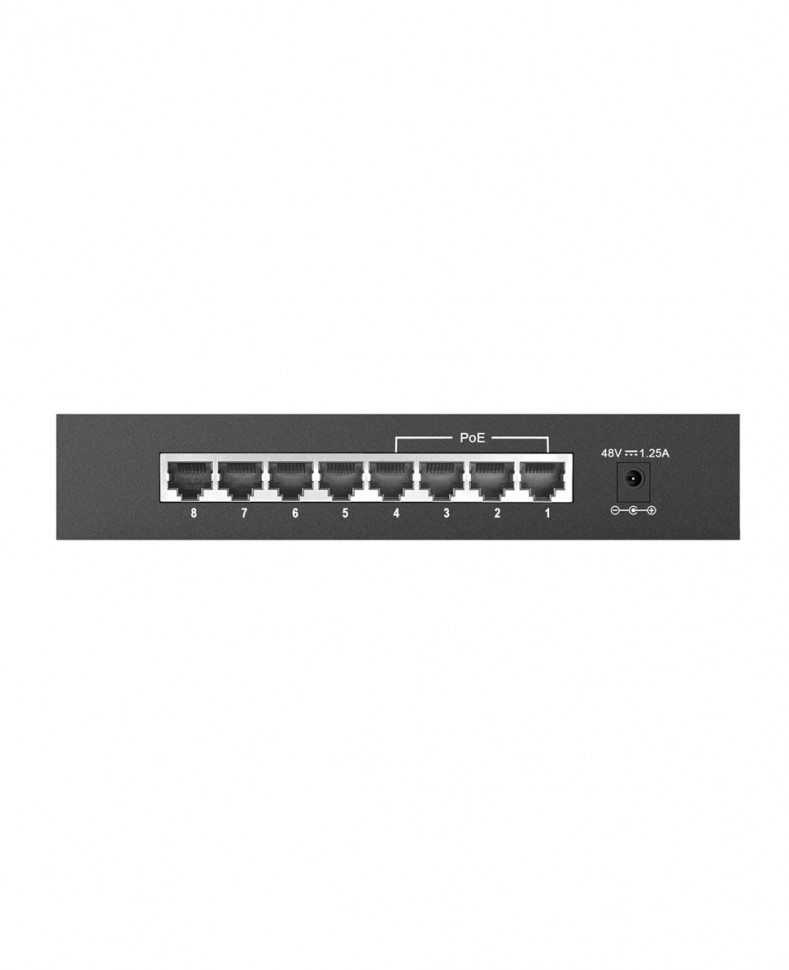 Коммутатор неуправляемый D-Link DES-1008P/C1A с 8 портами 10/100Base-TX (4 порта с поддержкой PoE)