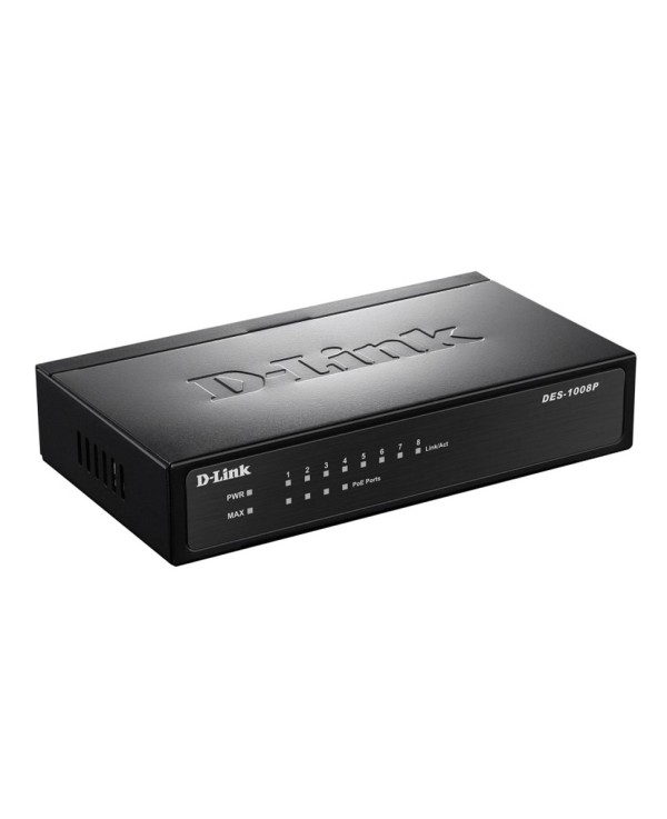 Коммутатор неуправляемый D-Link DES-1008P/C1A с 8 портами 10/100Base-TX (4 порта с поддержкой PoE)