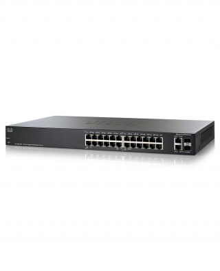 Коммутатор гигабитный управляемый Cisco SG200-26P с 24 портами 10/100/1000Base-T (12 с поддержкой PoE) и 2 комбо-портами 100/1000Base-T/SFP