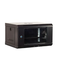 Шкаф настенный 19", 6U, 530x400x300 мм, стеклянная дверь, разборный, черный