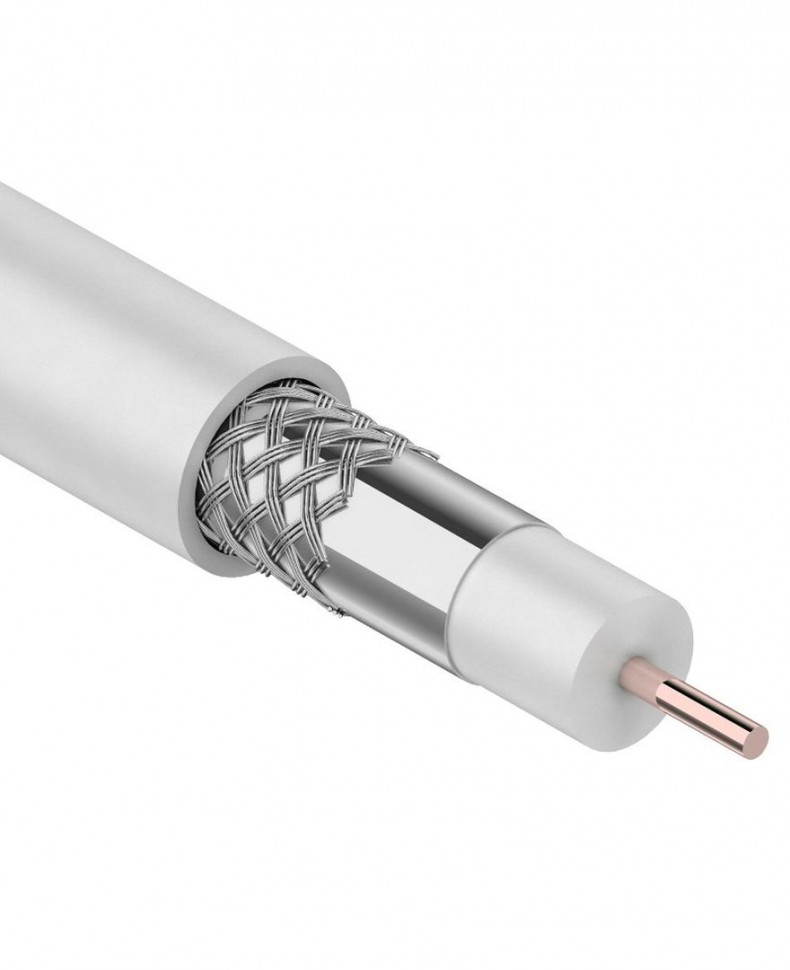 Кабель коаксиальный RG-6U, 75 Ом, (CU, оплетка AL), ПВХ, белый Кабель коаксиальный RG-6U, 75 Ом, (CU, оплетка AL), ПВХ, белый