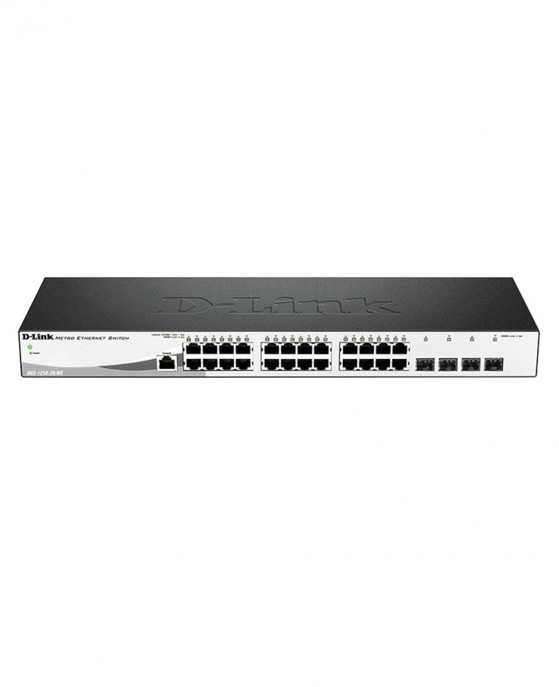 Коммутатор гигабитный управляемый D-Link DGS-1210-28/ME с 24 портами 10/100/1000Base-T и 4 портами 1000Base-X SFP