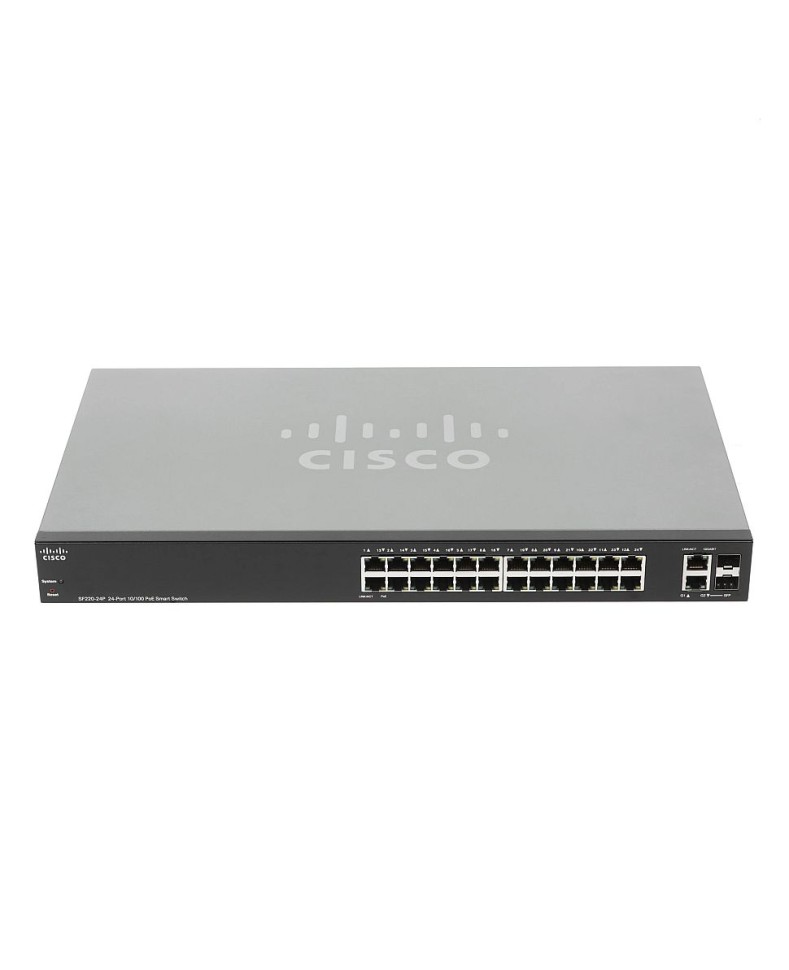 Коммутатор управляемый Cisco SF220-24P 24x10/100Base-T PoE / 2xCombo 1000Base-T/SFP Ports