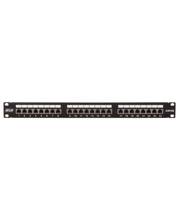 Патч-панель NETLAN 19", 1U, 24 порта RJ45, 5e, Dual IDC, экранированная