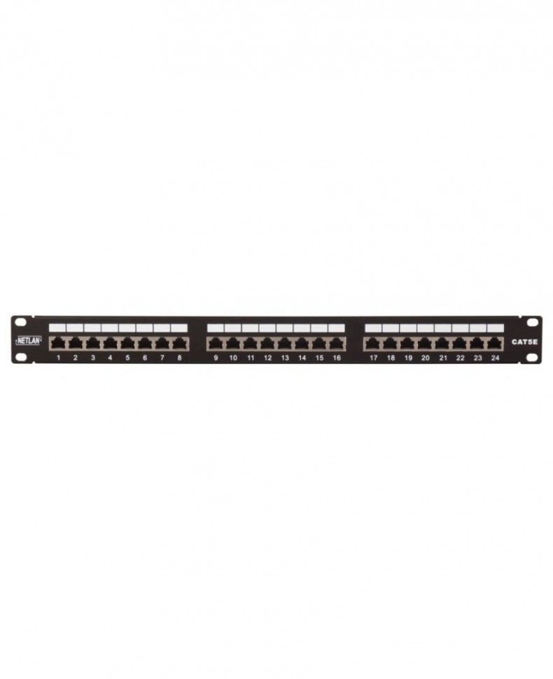 Патч-панель NETLAN 19", 1U, 24 порта RJ45, 5e, Dual IDC, экранированная