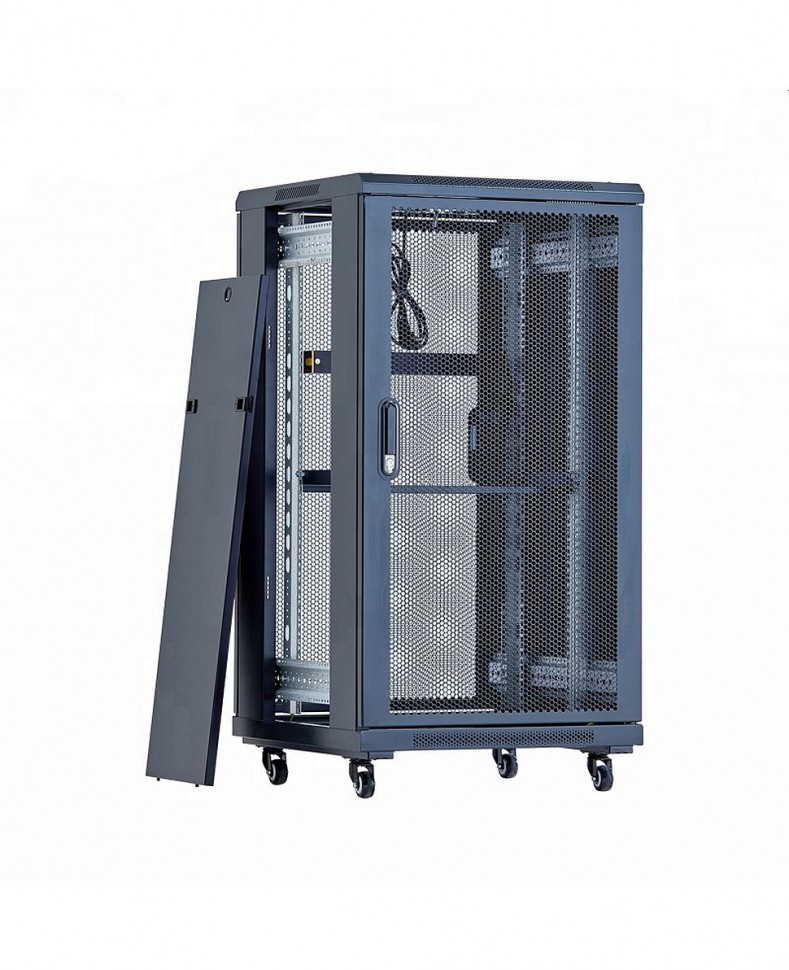 Шкаф напольный FS6827 19", 27U, 600х800x1388 мм, метал  дверь, чёрный