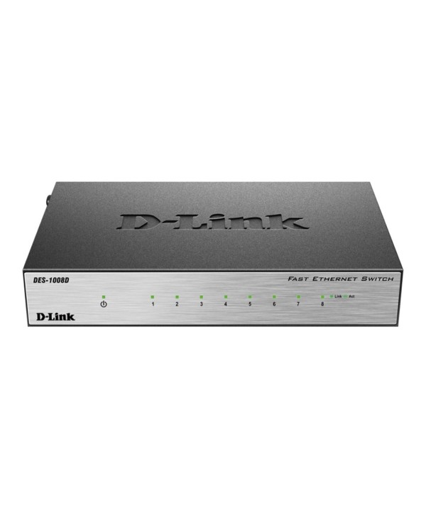 Коммутатор неуправляемый D-Link DES-1008D/L2 с 8 портами 10/100BASE-T металлический корпус