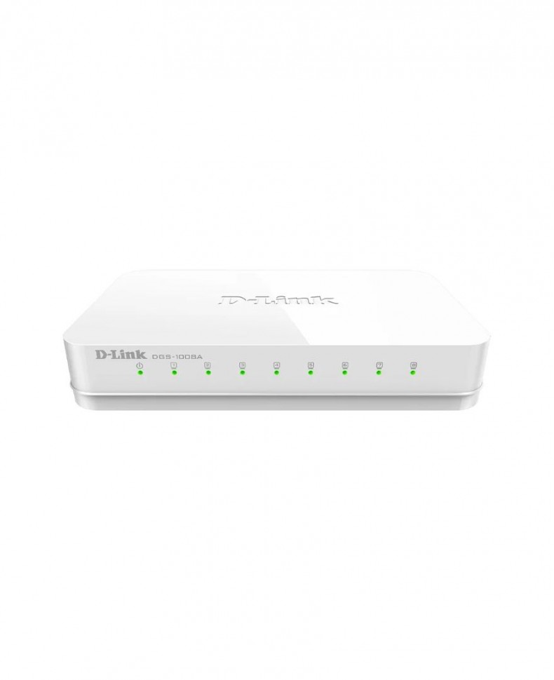 Коммутатор гигабитный неуправляемый D-Link DGS-1008A/D1A с 8 портами 10/100/1000 Base-T и функцией энергосбережения