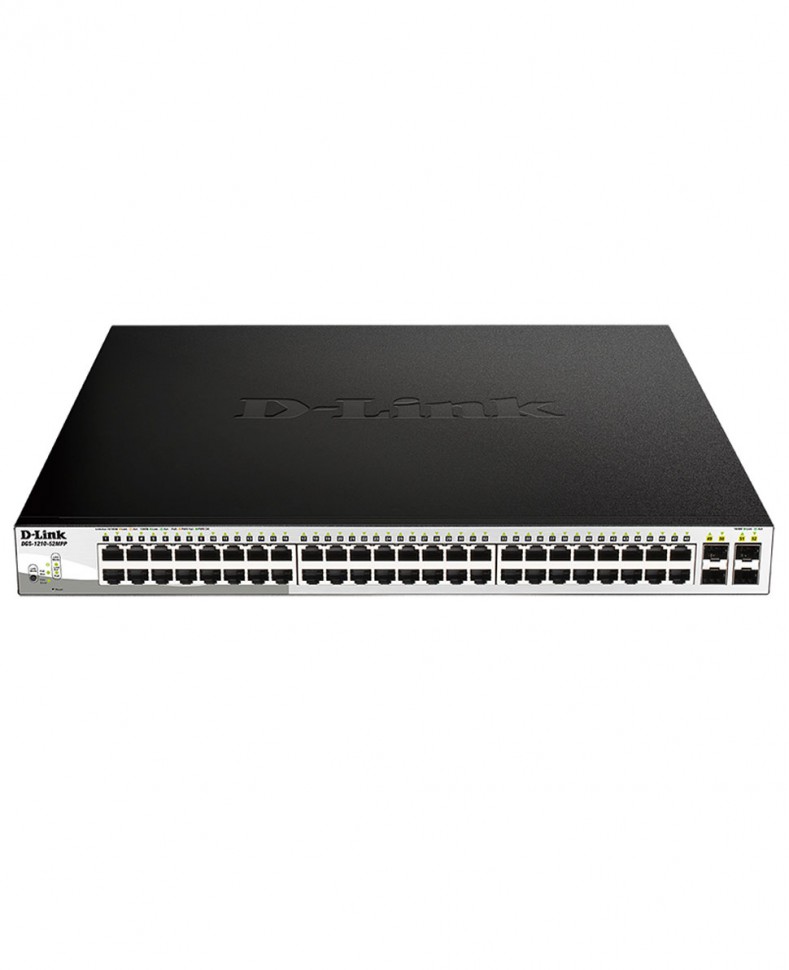 Коммутатор гигабитный управляемый D-Link DGS-1210-52MPP с 48 портами 10/100/1000Base-T и 4 портами 1000Base-X SFP (порты 1-48 PoE 802.3af/at, PoE-бюджет 740 Вт)