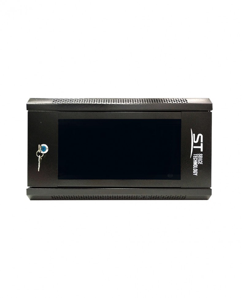 Шкаф настенный ST 19", 6U, 530x400x300 мм, стеклянная дверь, разборный, черный