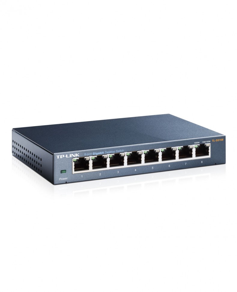 Коммутатор гигабитный неуправляемый TP-LINK TL-SG108 с 8 портами 10/100/1000Base-T