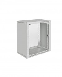 Шкаф настенный 19", 12U, 600x450x640мм, стеклянная дверь, разборный, серый