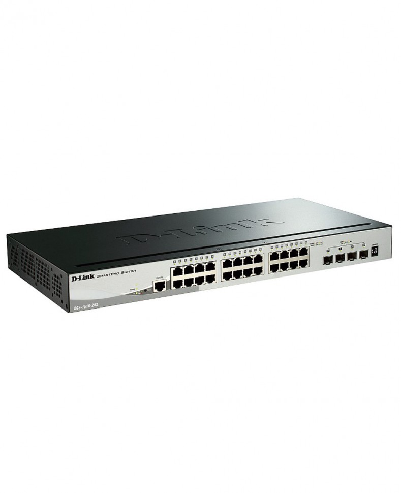Коммутатор гигабитный управляемый D-Link DGS-1510-28X с 24 портами 10/100/1000Base-T и 4 портами 10GBase-X SFP+