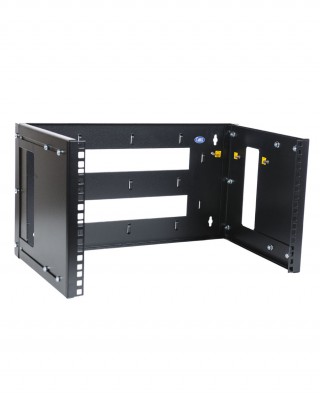 Кронштейн телекоммуникационный настенный 3U, регулируемая глубина 300-450 мм, цвет черный