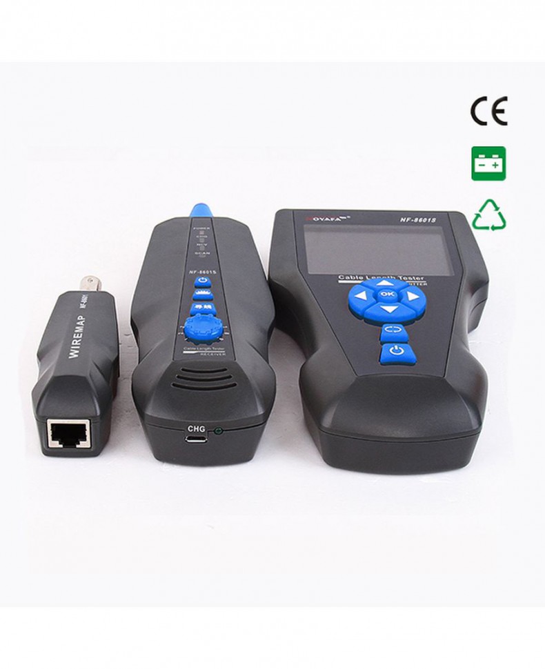 Тестер для витой пары NF-8601S трассоискатель, PING, PoE, RJ-45/RJ-11/BNC, LCD дисплей, измерение длины