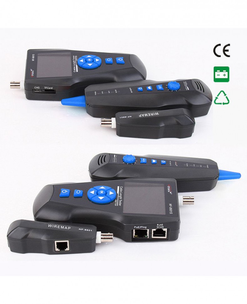 Тестер для витой пары NF-8601S трассоискатель, PING, PoE, RJ-45/RJ-11/BNC, LCD дисплей, измерение длины