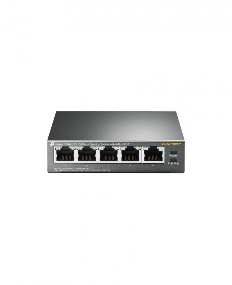 Коммутатор неуправляемый TP-Link TL-SF1005P 5-портовый 10/100 Мбит/с настольный коммутатор с 4 портами PoE