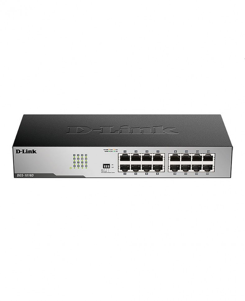 Коммутатор гигабитный неуправляемый D-Link DGS-1016D/I1A с 16 портами 10/100/1000Base-T