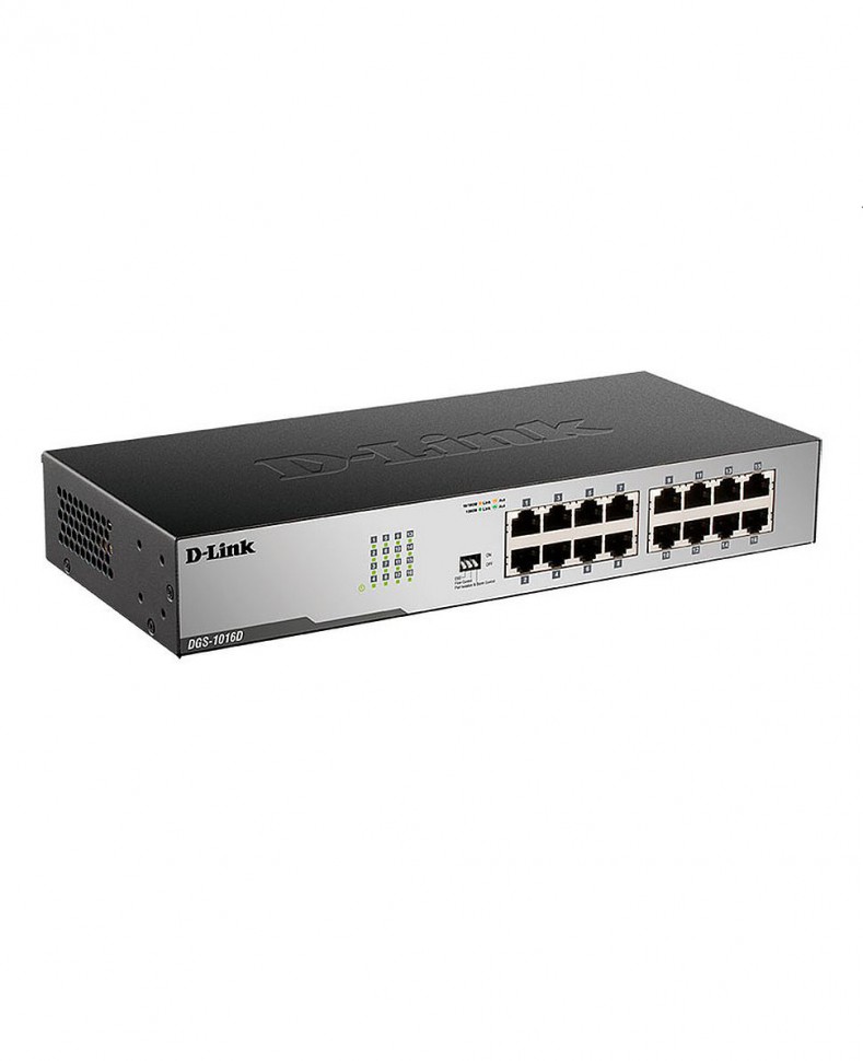 Коммутатор гигабитный неуправляемый D-Link DGS-1016D/I1A с 16 портами 10/100/1000Base-T