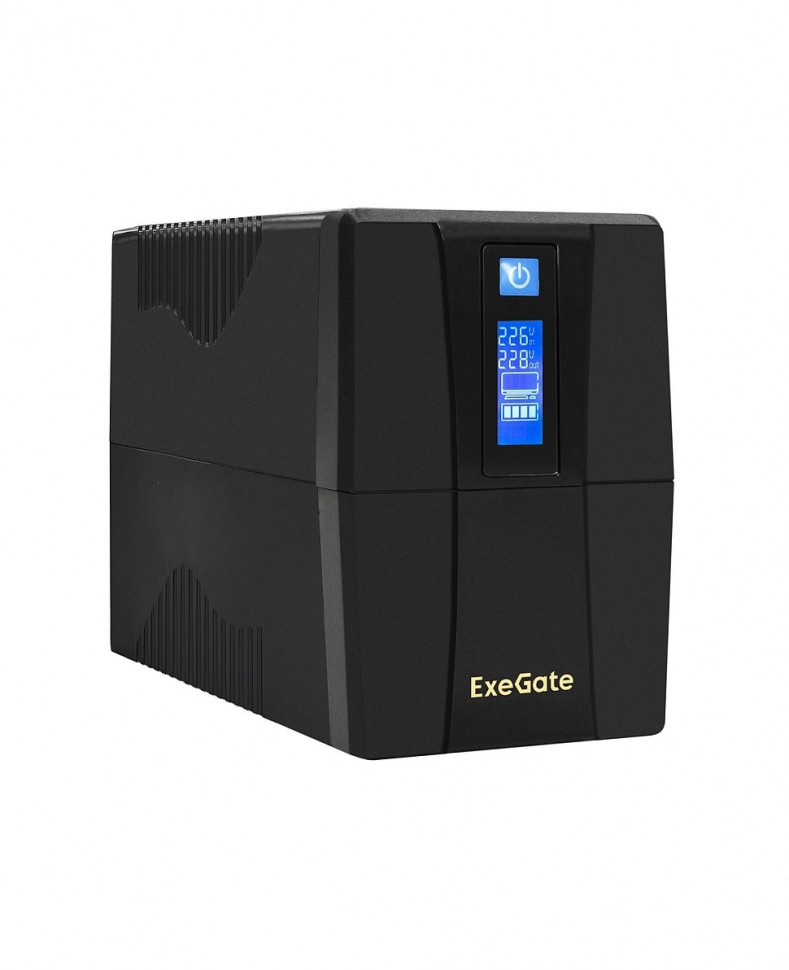 ИБП ExeGate Power Smart ULB-1000.LCD 1000VA/550W, LCD, AVR, 2*Schuko, RJ45/11, USB, черный