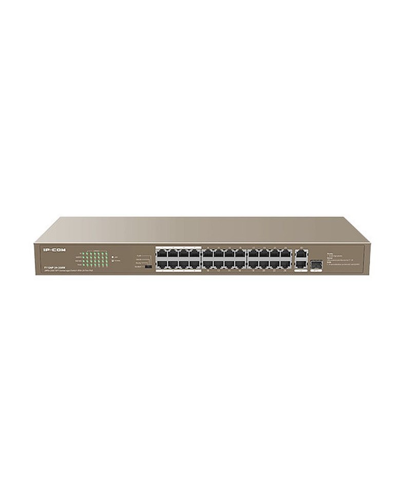 IP-COM F1126P-24-250W Коммутатор неуправляемый PoE, с 24 портами PoE 10/100 Мбит/с + 2 порта GE/1 SFP