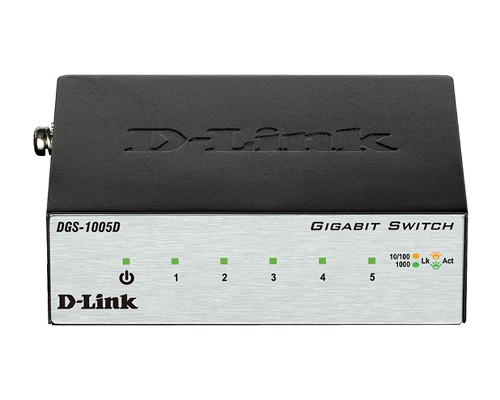 Коммутатор гигабитный неуправляемый D-Link DGS-1005D/I2A с 5 портами 10/100/1000Base-T и функцией энергосбережения