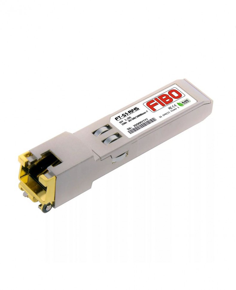 Модуль SFP FIBO SFP - 10/100/1000BASE-T, 1,25Гбит/с, UTP, RJ-45, 100м