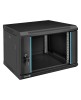 Шкаф настенный 19", 6U, 600x450x370мм, стеклянная дверь, разборный, черный - Шкаф настенный 19", 6U, 600x450x370мм, стеклянная дверь, разборный, черный