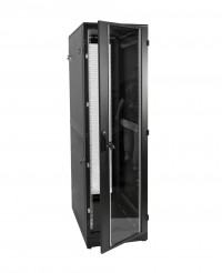 Шкаф телекоммуникационный напольный 42U (600 × 800) дверь стекло, цвет черный