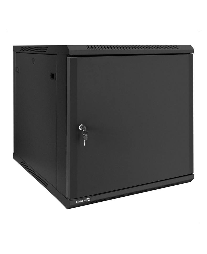 Шкаф настенный 19", 12U, 600x600x635мм, металл. дверь, разборный, черный