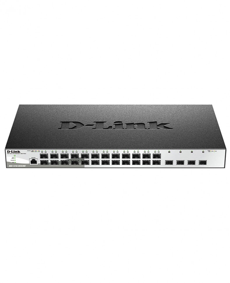 Коммутатор гигабитный управляемый D-Link DGS-1210-28XS/ME с 24 портами 100/1000Base-X SFP и 4 портами 10GBase-X SFP+