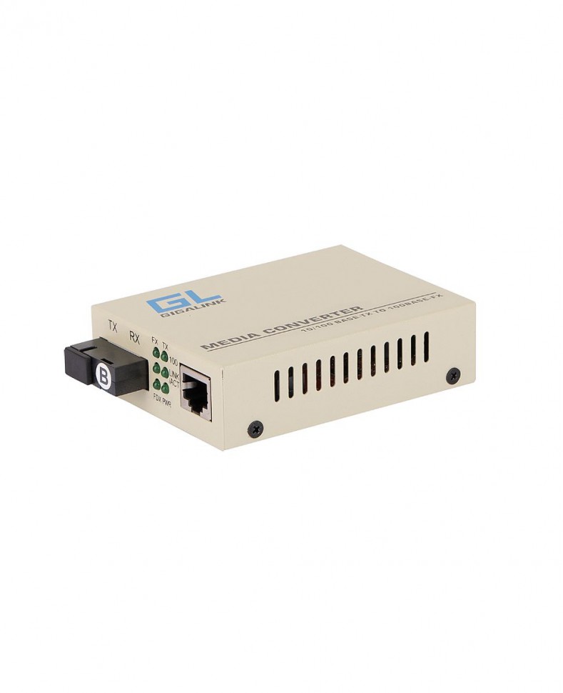 Медиаконвертер GIGALINK 10/100Base-TX - 100Base-FX одноволоконный (WDM), SM, TX1550/RX1310, SC, 20км