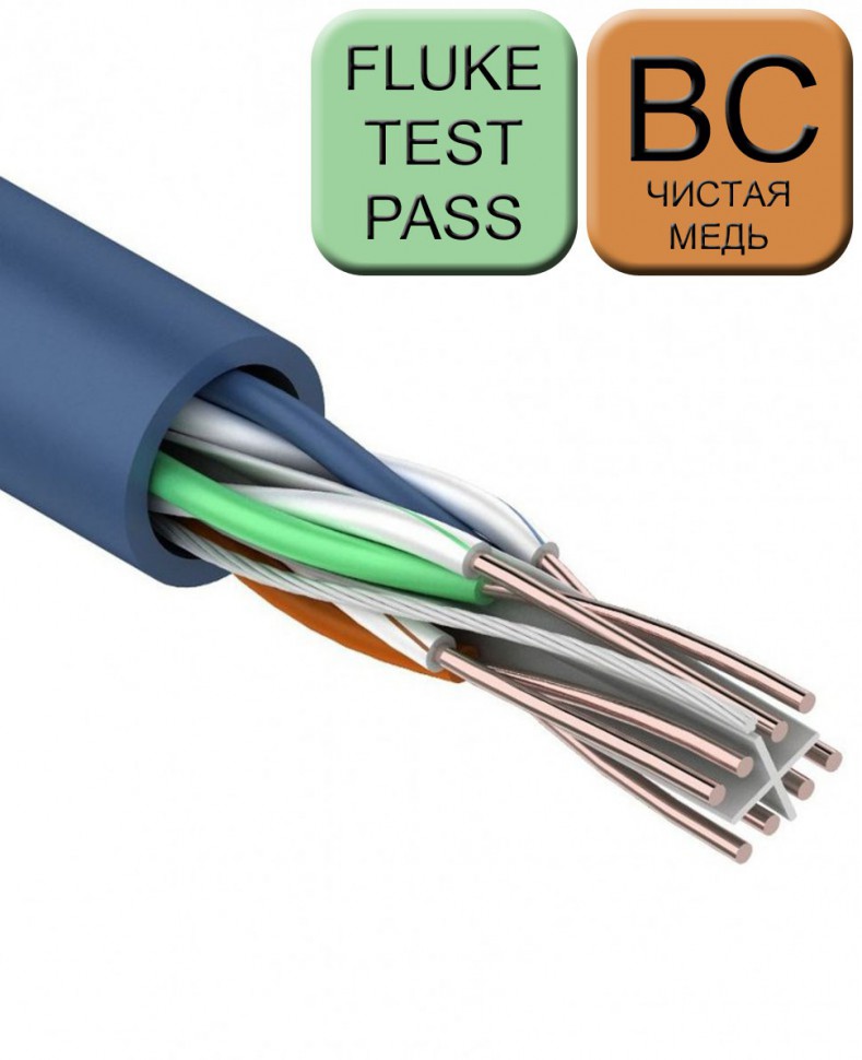 Кабель NIKOLAN U/UTP витая пара, категории 6, 4 пары, 23AWG (0,57мм), BC (чистая медь), внешний, PE до -60C°, черный