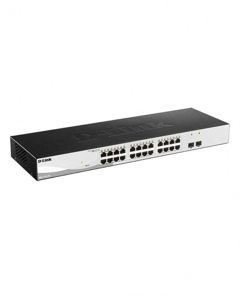 Коммутатор гигабитный управляемый D-Link DGS-1210-26 с 24 портами 10/100/1000Base-T и 2 портами 1000Base-X SFP