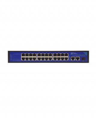 Коммутатор ST-S244POE (2G/1S/340W/A) PRO с 24 портами 10/100BASE-TX PoE+, 2 портами 10/100/1000Base-TX и 1 портом 100/1000Base-X SFP, PoE-бюджет 340 В