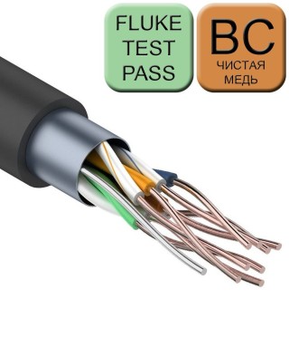 Кабель FARIAL F/UTP (4x2x0,52)  витая пара экранированный категории 5e, 4 пары, 24AWG, чистая медь, для внешней прокладки (-40C° +60C°), PE, черный