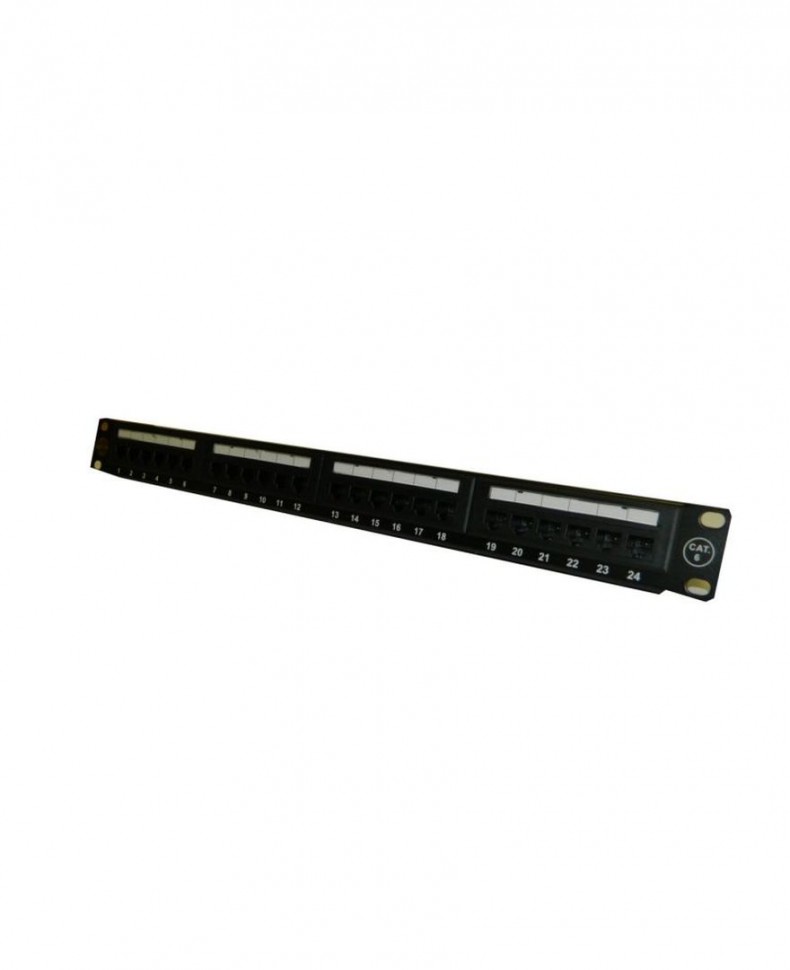 Патч-панель Netko UTP 24 порта, RJ45, кат.6, 19", 1U, dual IDC, с органайзером