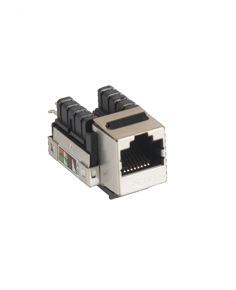 Модуль Keystone NETLAN экранированный RJ45 (8P8C), кат.5e, DUAL IDC, 90°, металлик