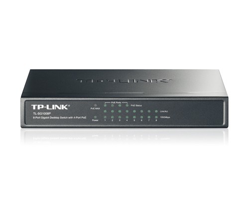 Коммутатор гигабитный неуправляемый TP-LINK TL-SG1008P с 8 портами 10/100/1000Base-T (4 порта с поддержкой PoE)