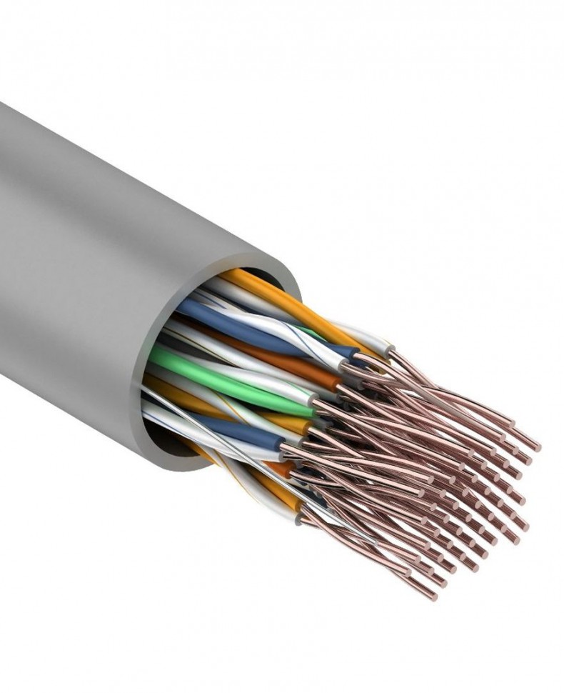Кабель U/UTP витая пара категории 5e, 25 пар, 24AWG, чистая медь, для внутренней прокладки, PVC, серый, (1499418-2)