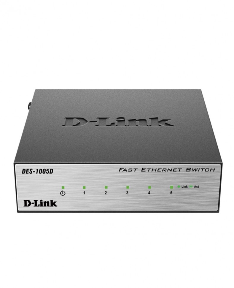Коммутатор неуправляемый D-Link DES-1005D/O2B с 5 портами 10/100BASE-T металлический корпус