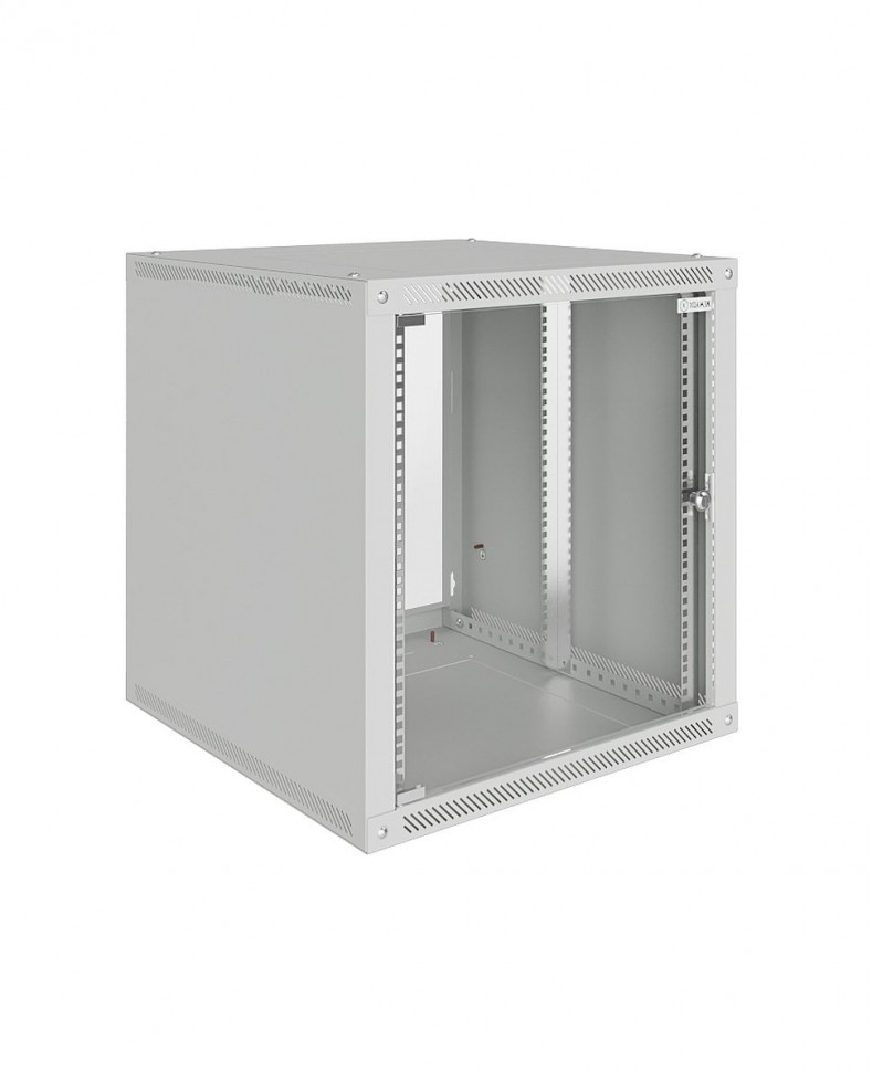 Шкаф настенный 19", 12U, 600x600x640мм, стеклянная дверь, разборный, серый