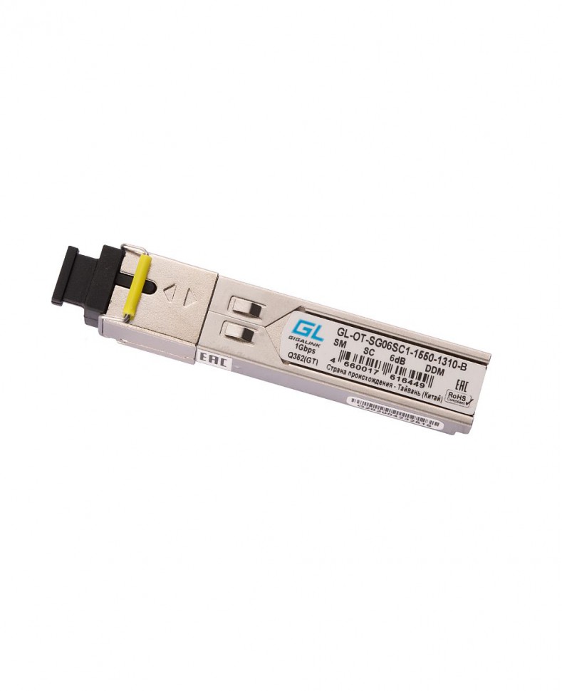 Модуль SFP GIGALINK WDM 1000BASE-LX, одноволоконный, SM, TX1550/RX1310, DDM, SC, 3 км