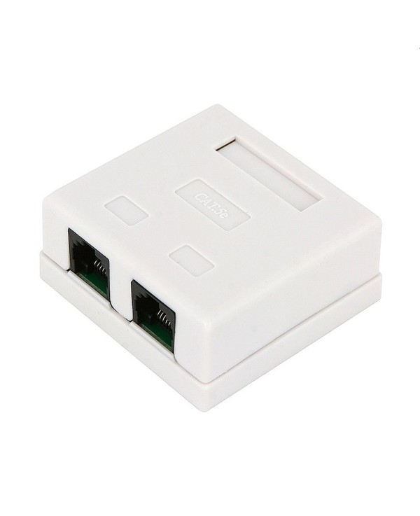 Розетка настенная, внешняя два порта RJ45 (8P8C) категория 5e